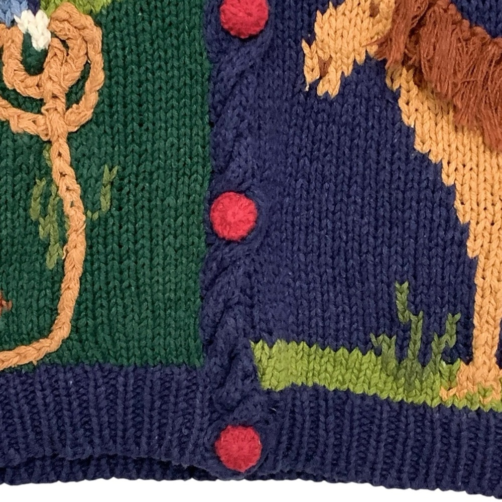 Vintage Western Theme Hand Knit Sweater Vest | Size M - Picture 7 of 11